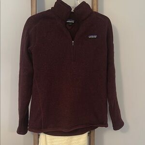 Patagonia Burgundy Zip Up Sweater with Plush Fleece